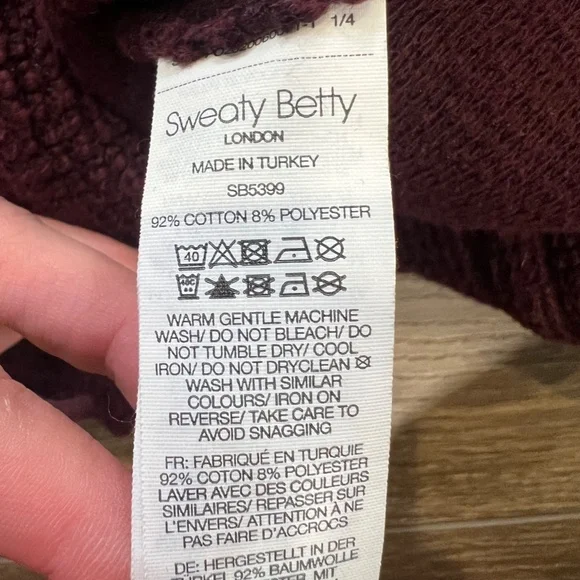 Sweaty Betty Boucle Funnel Neck Cropped Sweatshirt Size Small Maroon, Cozy - Picture 8 of 10